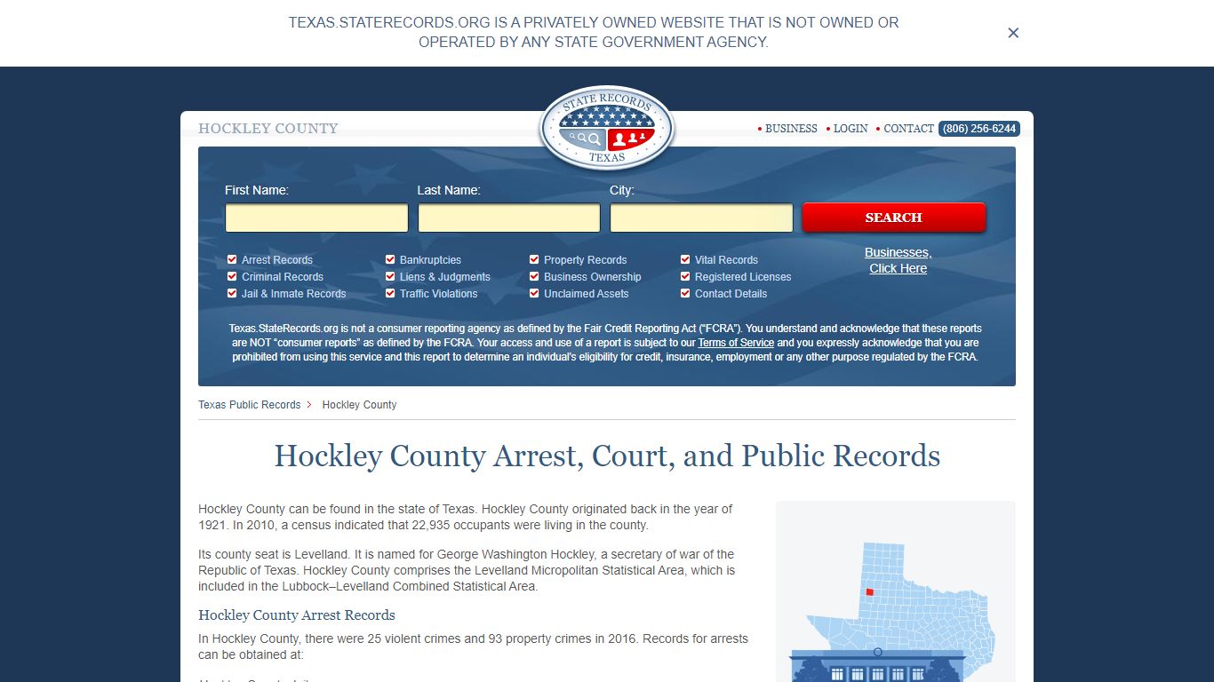 Hockley County Arrest, Court, and Public Records