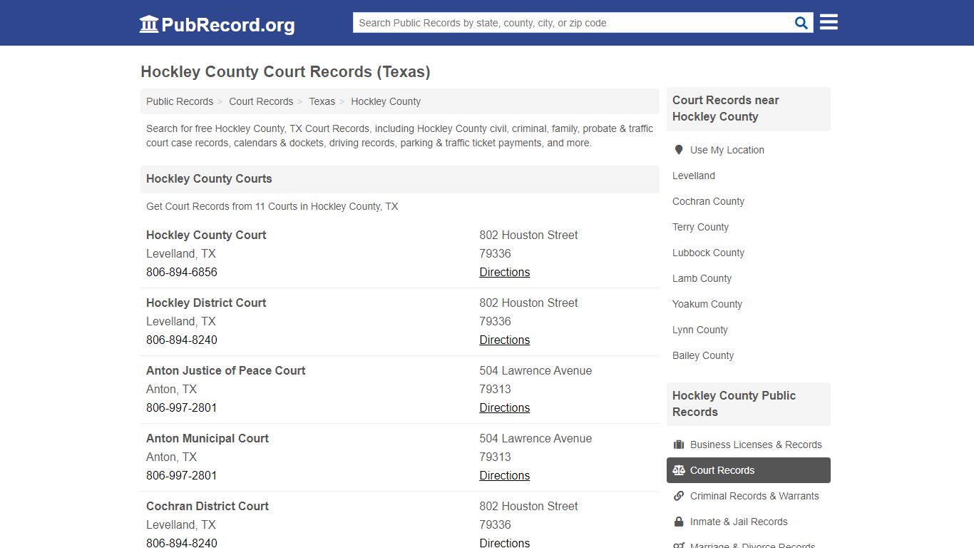 Free Hockley County Court Records (Texas Court Records) - PubRecord.org